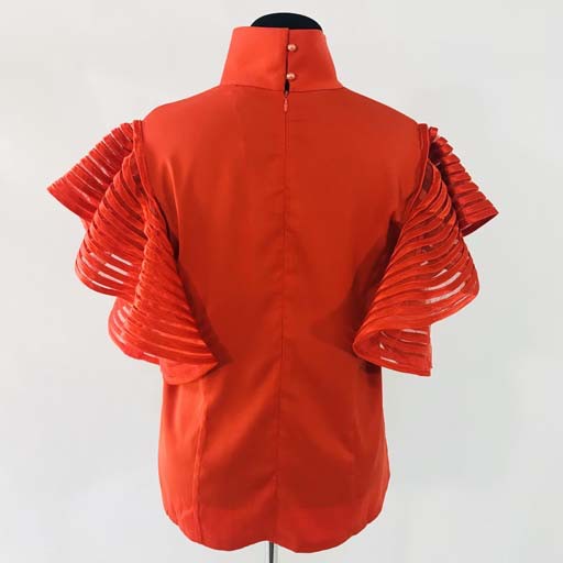 Tally Taylor Orange Top w/Flared Ribbon Sleeves