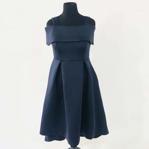 Off-Shoulder High Low Scuba Dress