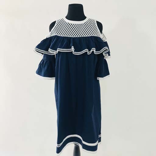 Cutout Cold Sleeve  w Ruffled Dress