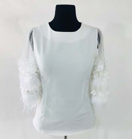 WHY Feather w Ruffled Long Sleeve Top