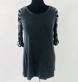 Rippled Mid Length Long Pullover Top