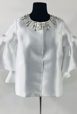 Silky Short Jacket w Bell Sleeve and Stone