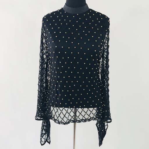 Net w Beads Long Sleeve Top