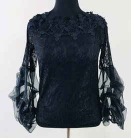 Long Sleeve Lace w Orgnza Ruffled