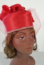 Sophia Collection Pill Box Hat w Diamonds on Edge and Netting