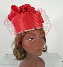 Sophia Collection Pill Box Hat w Diamonds on Edge and Netting