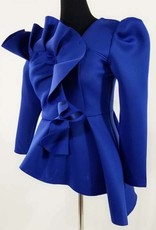 Scuba Long Sleeve Asymetrical w Ruffled Top