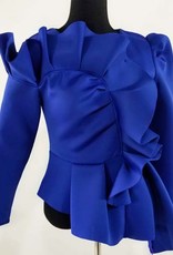 Scuba Long Sleeve Asymetrical w Ruffled Top