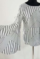 WHY Striped Top w Bell Slevve