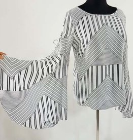 WHY Striped Top w Bell Slevve