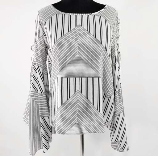 WHY Striped Top w Bell Slevve