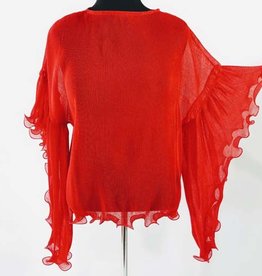 Pleated Long Bell Sleeve Top