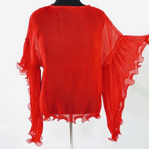 Pleated Long Bell Sleeve Top