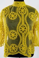 Mesh w Embroidery and beads long Sleeve Top