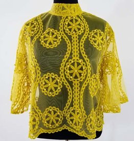Mesh w Embroidery and beads long Sleeve Top