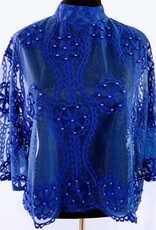 Mesh w Embroidery and beads long Sleeve Top