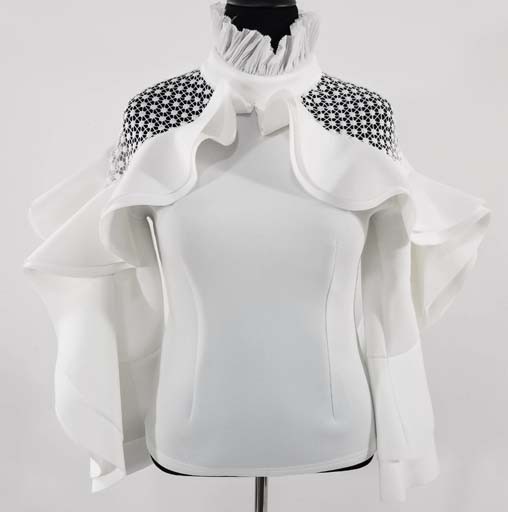 WHY Scuba Top w Lace and Ruffled Design