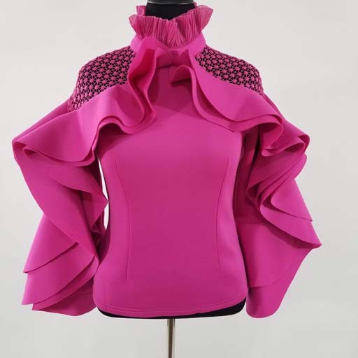 WHY Scuba Top w Lace and Ruffled Design