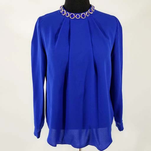 Susanna Long Sleeve Top w Rhinestone on The Neck