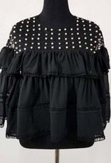 Fashion Terminal Lace Ruffled Top w Beads