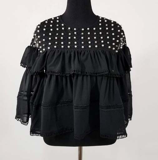 Fashion Terminal Lace Ruffled Top w Beads