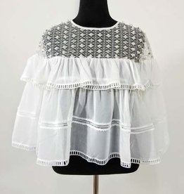 Fashion Terminal Lace Ruffled Top w Beads