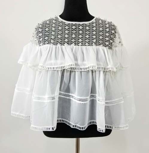 Fashion Terminal Lace Ruffled Top w Beads
