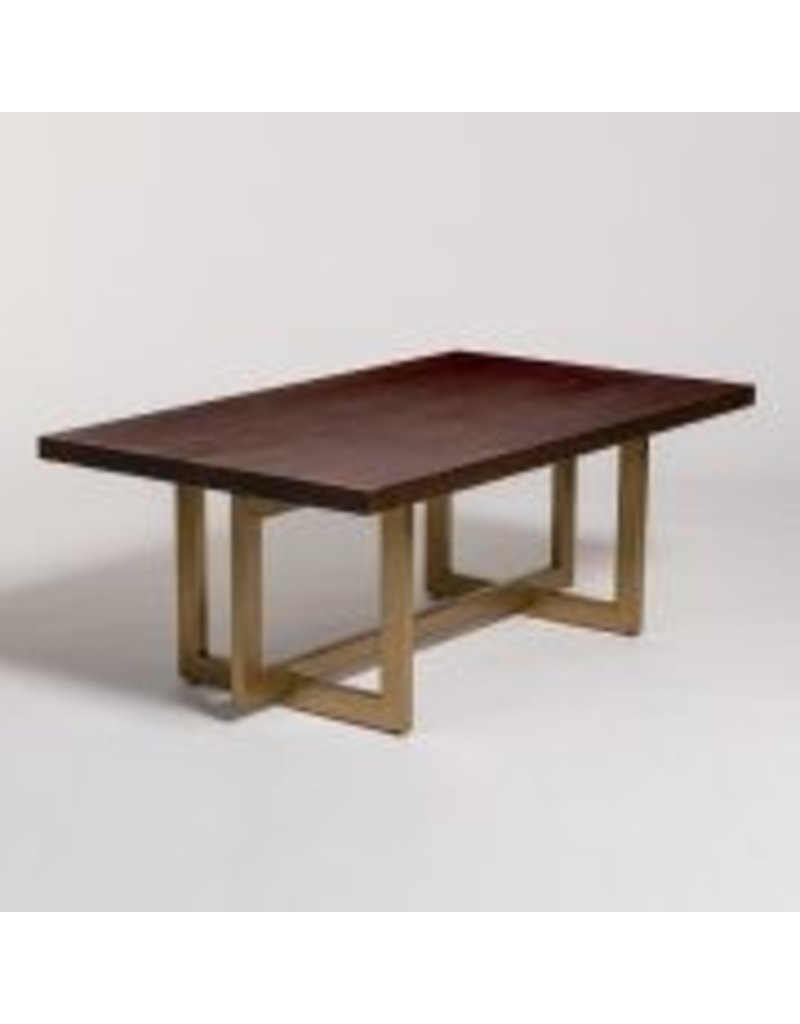 Manhattan Coffee Table In Dark Chestnut And Antique Brass