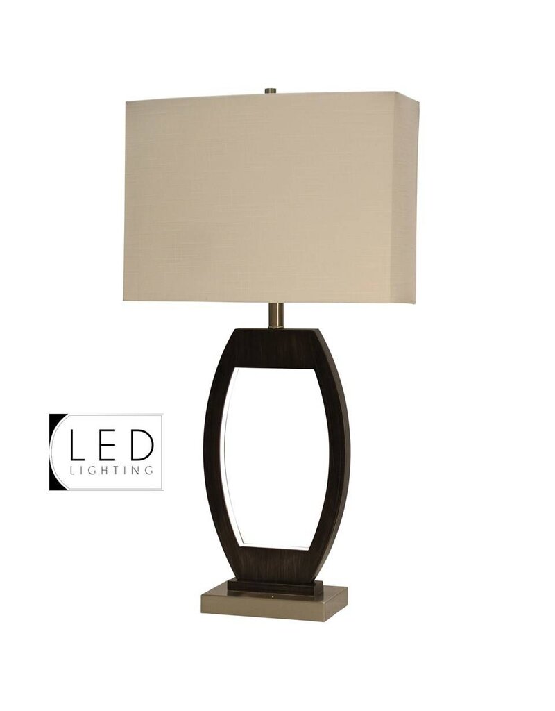 Ferndale Design Wood And Brushed Steel Table Lamp