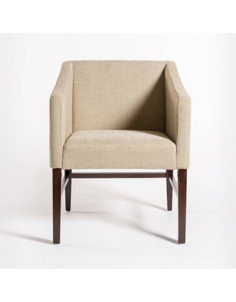 Preston Dining Chair In Khaki Herringbone Dark Walnut