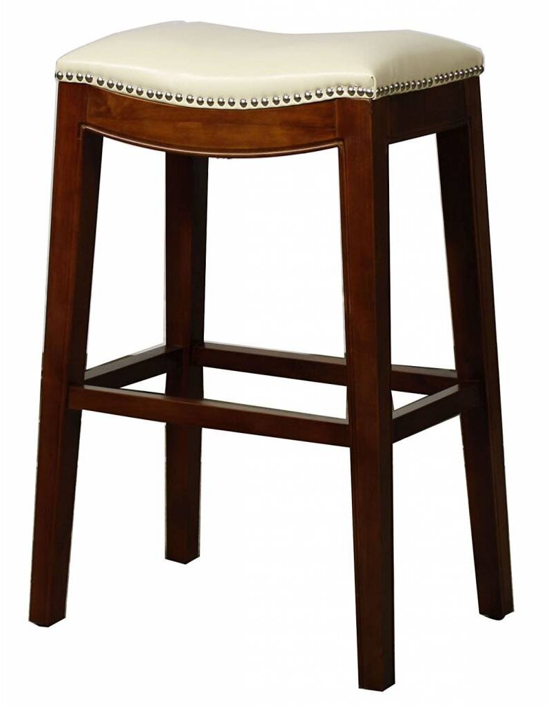 Elmo Bonded Leather Bar Stool Ivory Beckman S