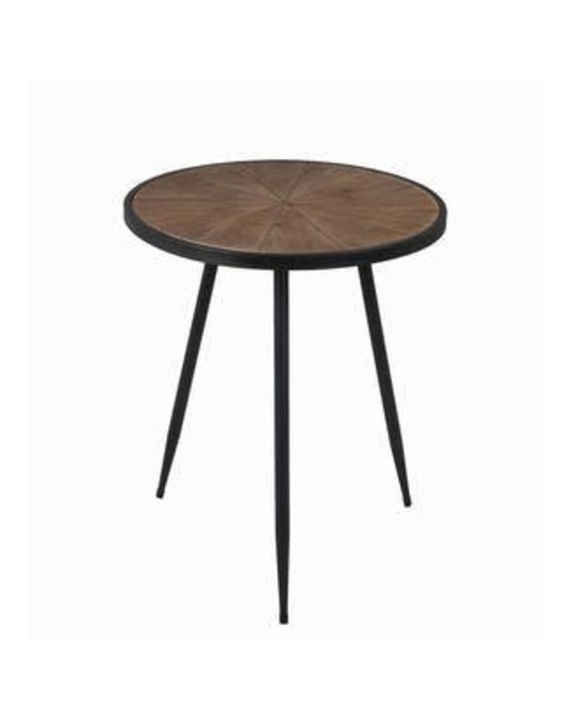 Privilege Small Round Accent Table Wood Top Metal Legs