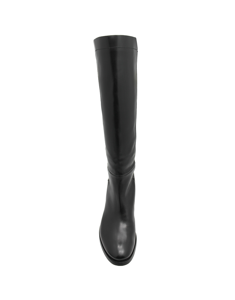 black flat knee high boots with zipper