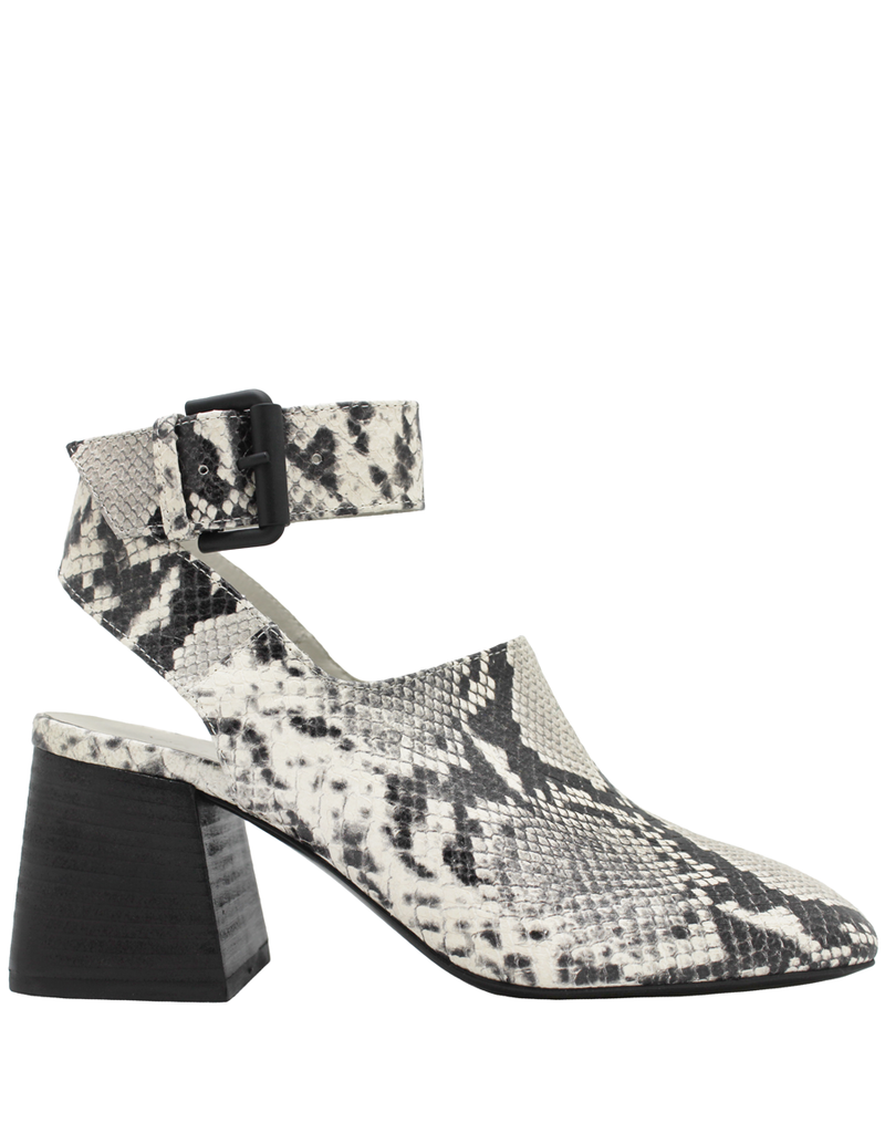 black and white snake print shoes