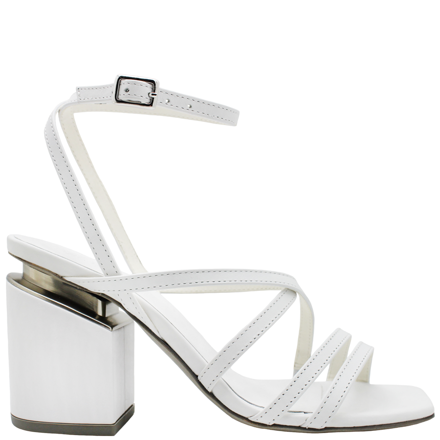white strappy mules