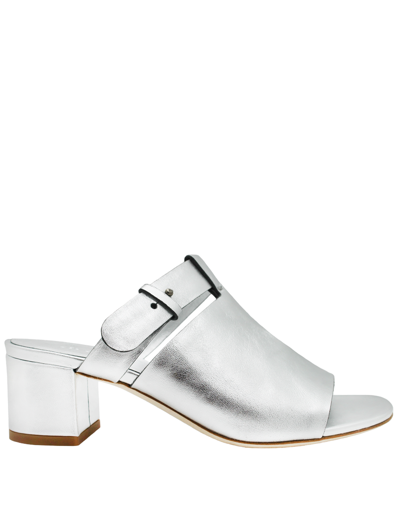 silver mule shoes