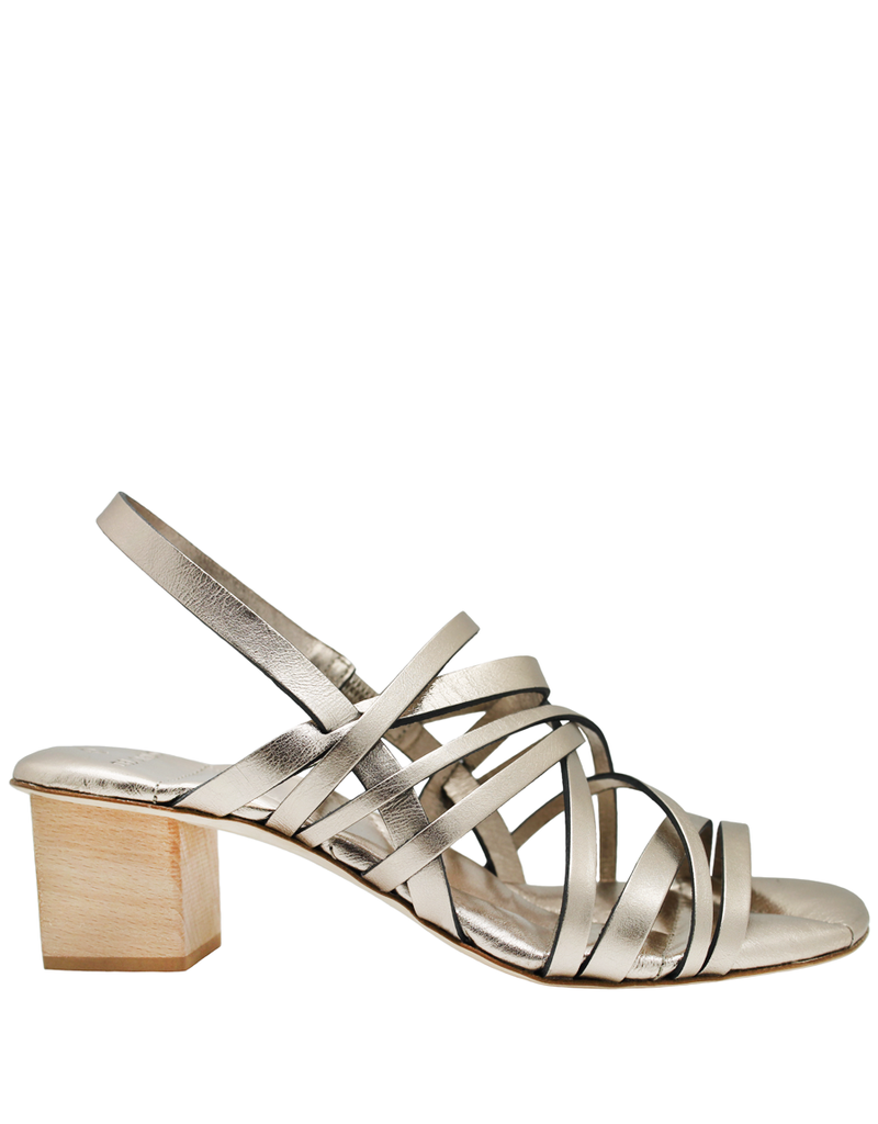 gold strappy block heel sandals