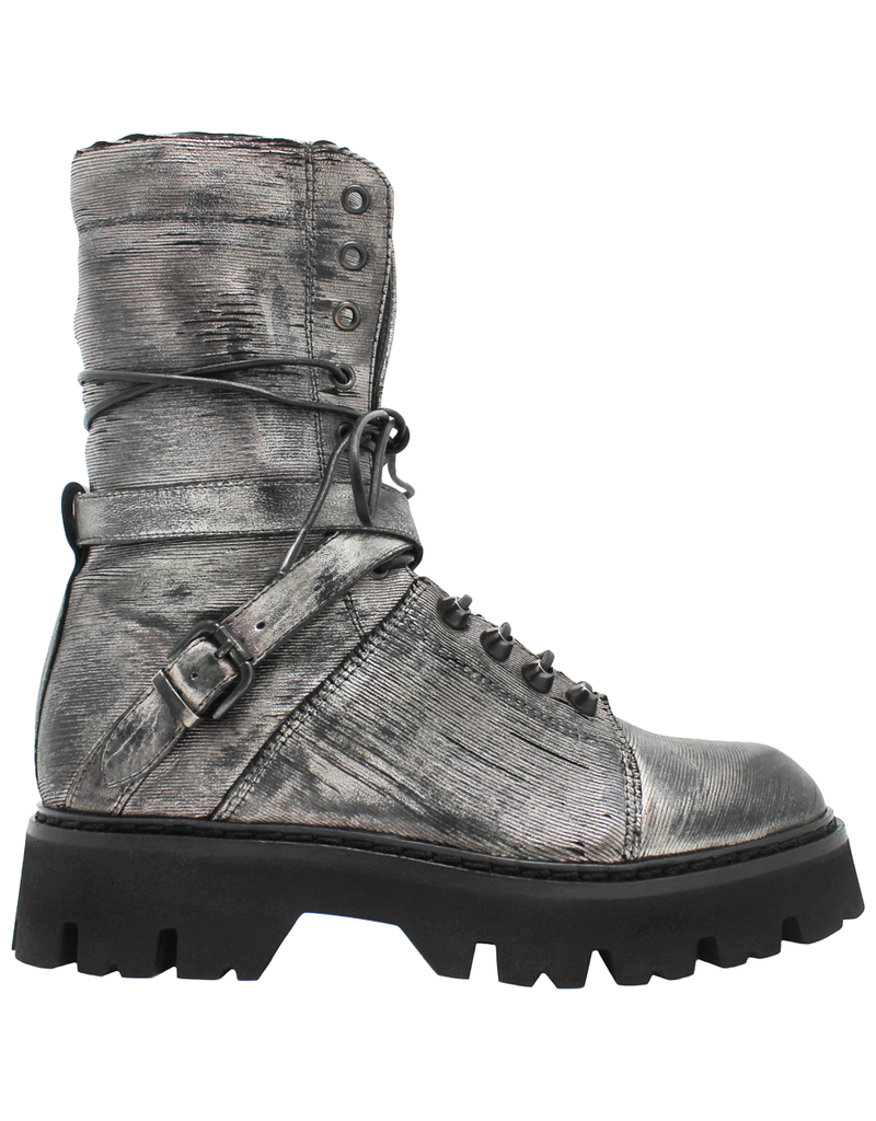 silver lace up boots