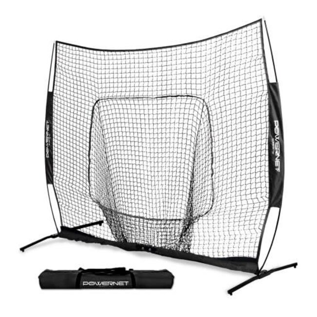 PowerNet 7X7 PRO Baseball - Single Piece Frame Hitting Net - BLACK