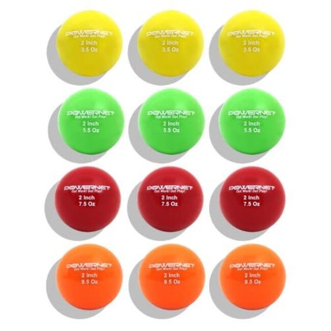 PowerNet 2" Micro Weighted Training Balls Assortment (12 Pack)