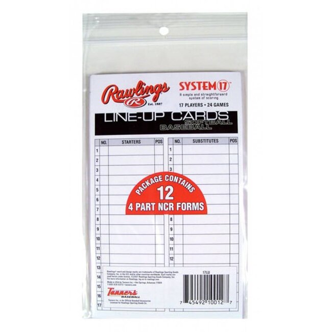 Rawlings System- 17 Line-Up Cards (12 Pack)
