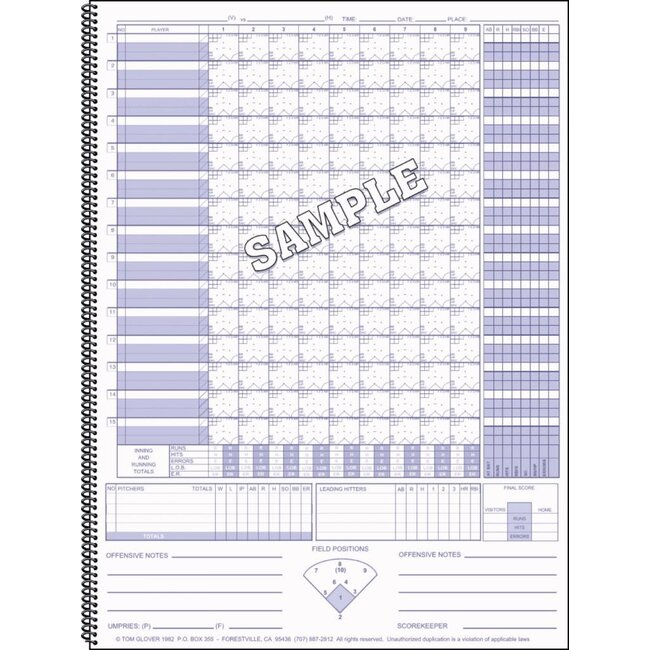 Glover's 30 Game Scorebook:  BB-106