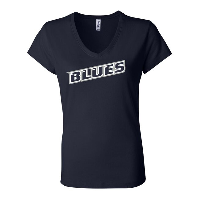SCV Blues  Bella Ladies Short Sleeve V-Neck Jersey T-Shirt - 6005