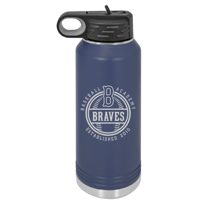 Braves Baseball Academy  Laser Engraved 32 oz Water Bottle