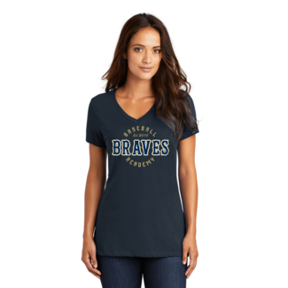 District Braves Baseball ® Women’s Perfect Weight ® V-Neck Tee -DM1170L