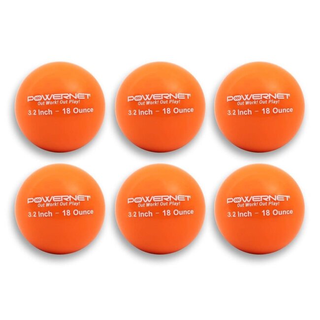 PowerNet 3.2" Weighted Training Balls (6 Pack) (18 Oz - Orange)
