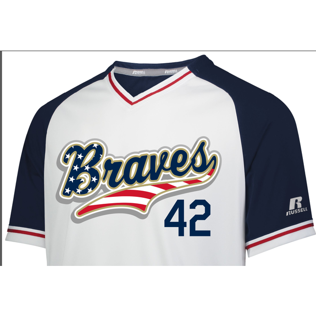 Braves Baseball Adult USA V-Neck Jersey