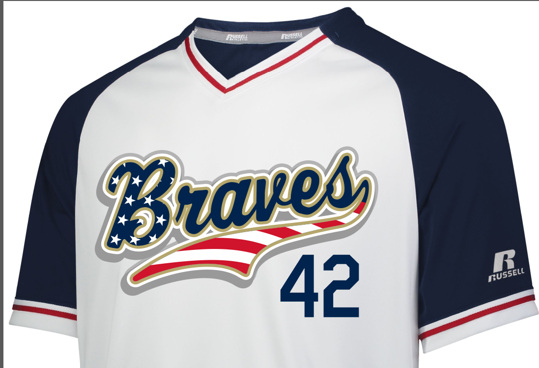 Braves Baseball Adult USA V-Neck Jersey - Bagger Sports