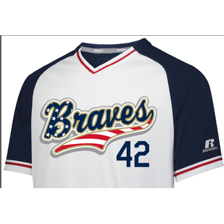 Russell Athletic Braves Baseball Youth USA V-Neck Jersey