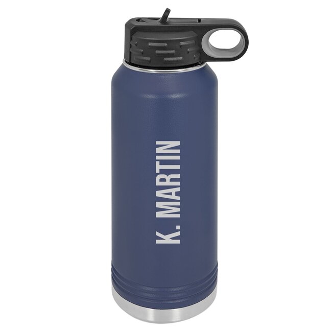 AMR  Navy Laser Engraved 32 oz Flask Water Bottle